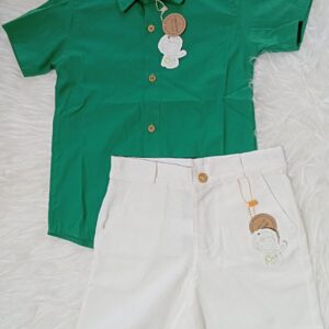 Conjunto Sou de Linho Verde e branco