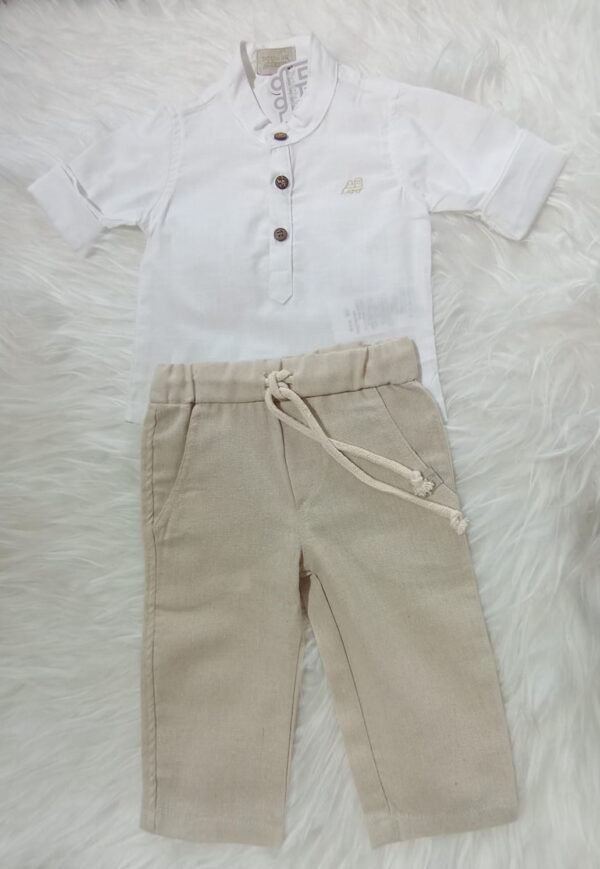 Conjunto Trenzinho Feliz branco com bege