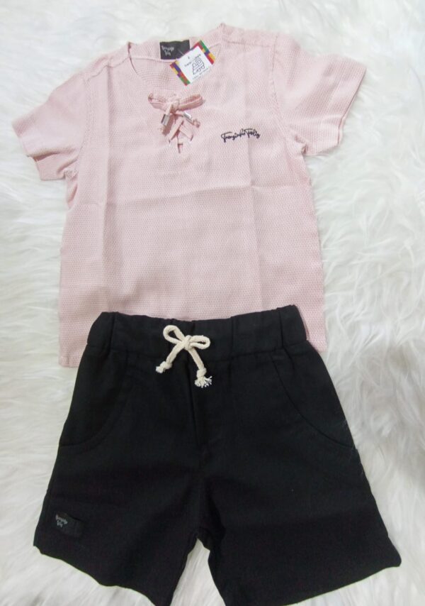 Conjunto Trenzinho Feliz Vermelho com Preto